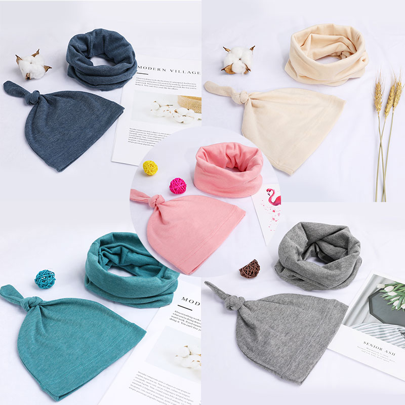 Nordic Wind Autumn Winter Money for men and women Baby newborn knots Knots Cap Pure color sleeve Head hat Neck Neutral Tire Cap-Taobao