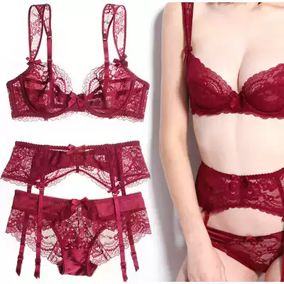 bralette French lingerie sexy lace small cute set thin no sponge small bra big chest small