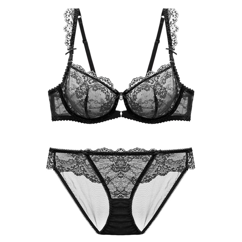 Summer ultra-thin transparent lingerie suit No sponge Sexy thin lace lingerie Clairvoyage Girl big size Size Temptation