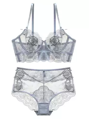 Big breasts show small underwear ultra-thin bra French sexy lace large size no sponge transparent thin collection bra