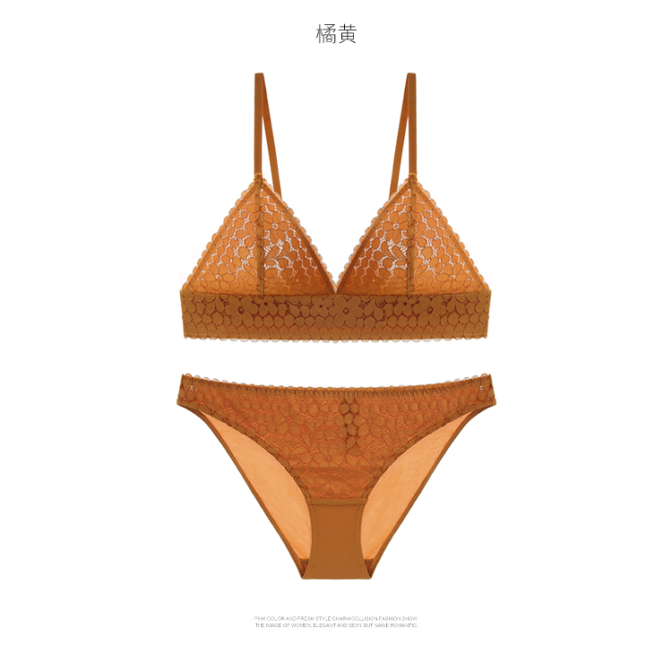 Quần lót ren bralette Pháp siêu mỏng trong suốt không có vòng thép thoải mái thoáng khí tam giác cúp đồ lót phụ nữ
