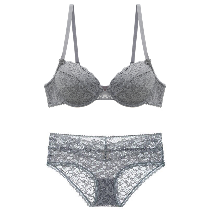 French Teen Girl Sexy Lace Small Cute Suit Deep V Brief Pure Color Comfort Big Size New Thin underwear