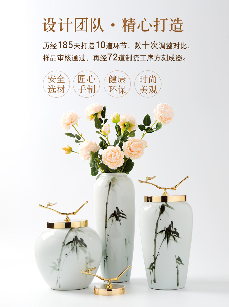 Jingdezhen ceramic vases, flower arranging is furnishing articles of modern light key-2 luxury sitting room porch ark of new Chinese style household ornaments