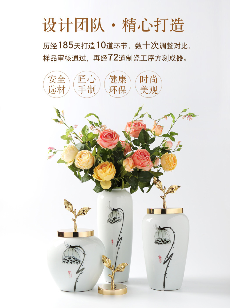 I and contracted creative ceramic vase furnishing articles living room TV cabinet table flower arranging small pure and fresh and home decoration