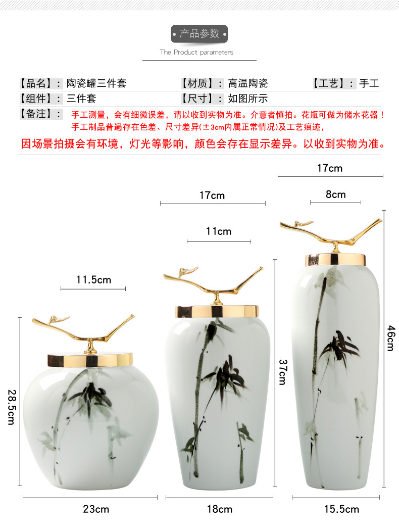 Jingdezhen ceramic vases, flower arranging is furnishing articles of modern light key-2 luxury sitting room porch ark of new Chinese style household ornaments