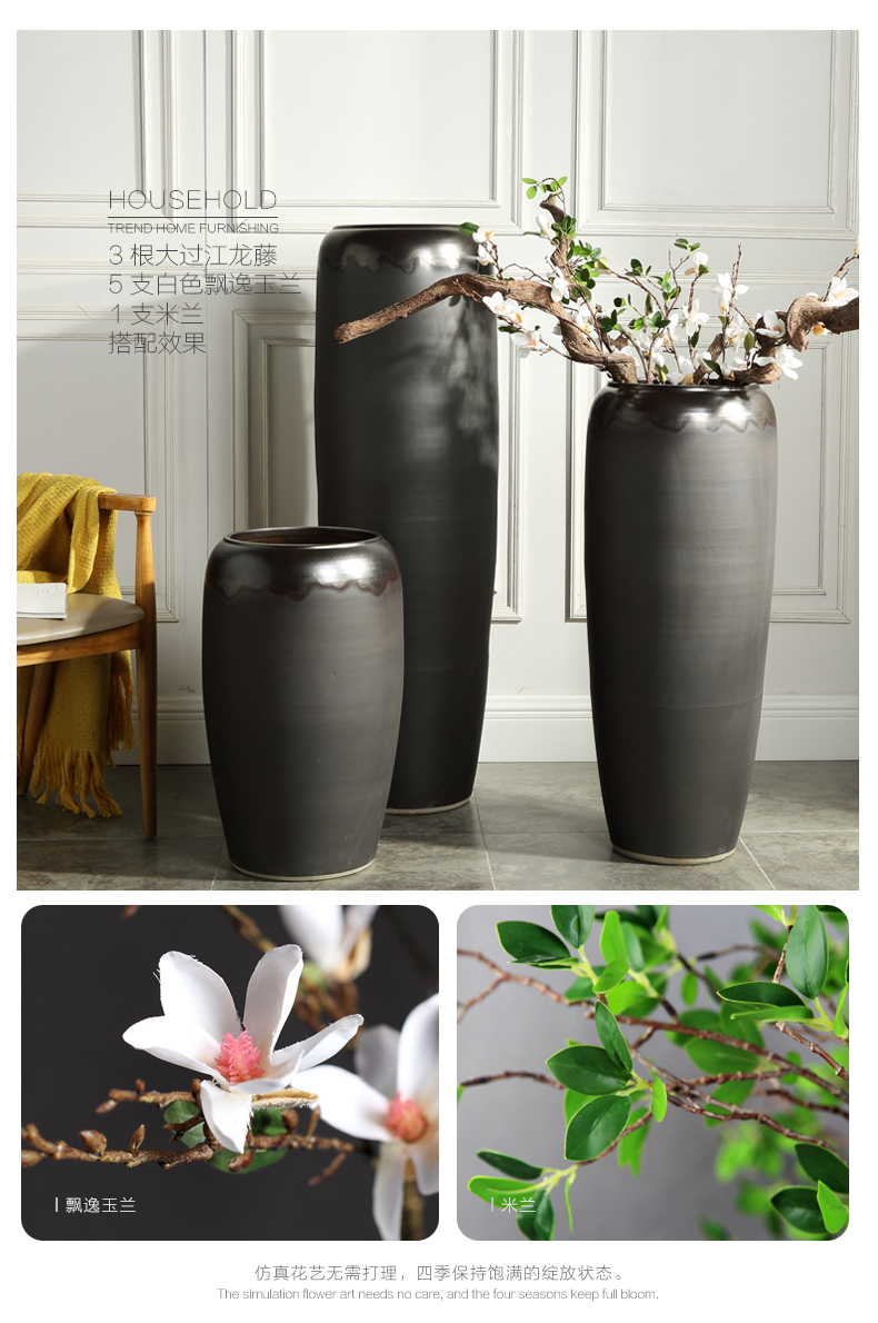 Jingdezhen ground dried flower vase restoring ancient ways is the sitting room porch villa hotel flowerpot thick some ceramic pot flower arranging furnishing articles