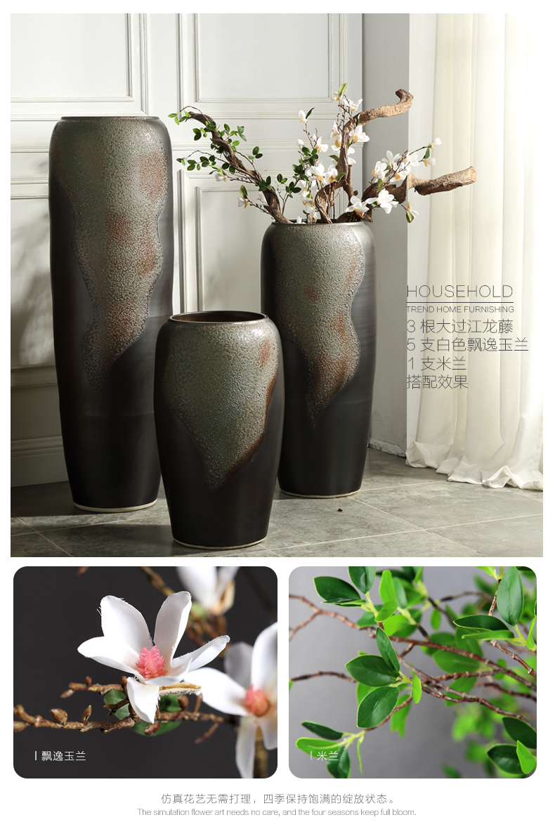 Jingdezhen ceramic floor big vase furnishing articles of modern European American club hotel in the living room window flower POTS