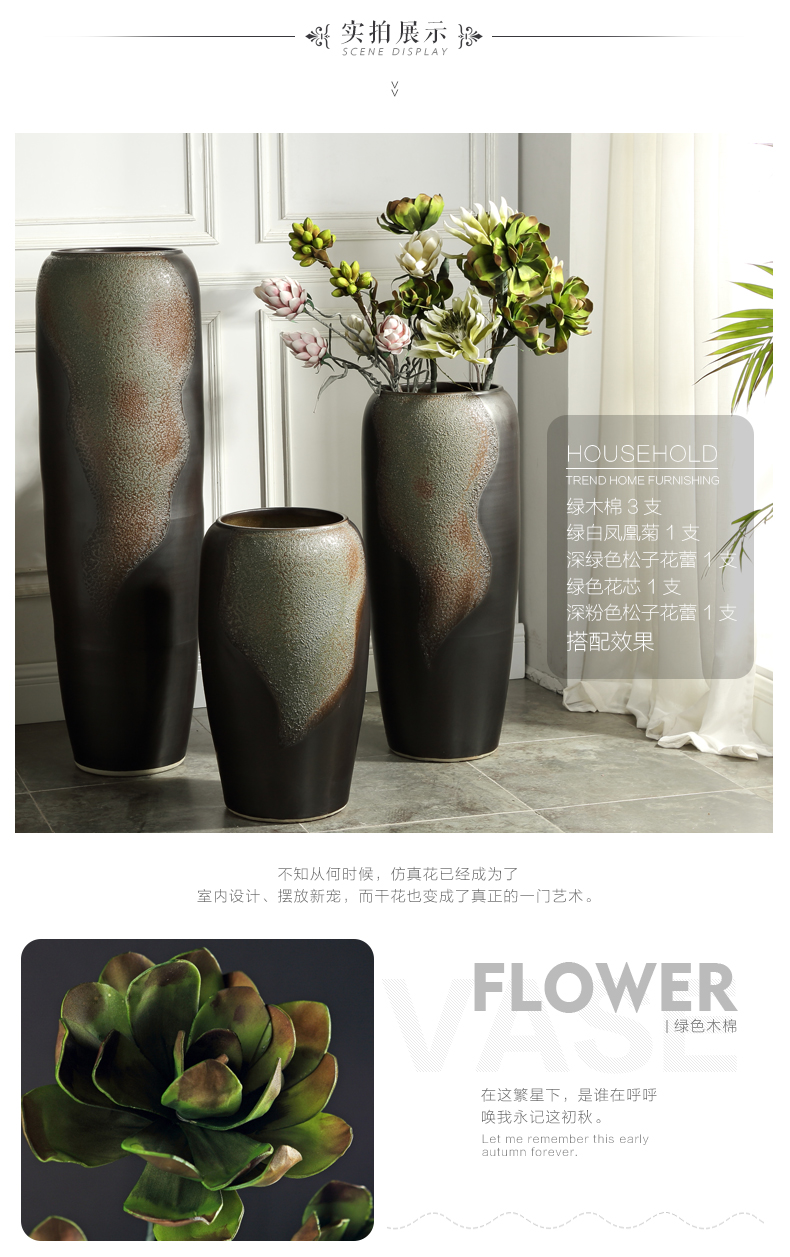 Jingdezhen ceramic floor big vase furnishing articles of modern European American club hotel in the living room window flower POTS