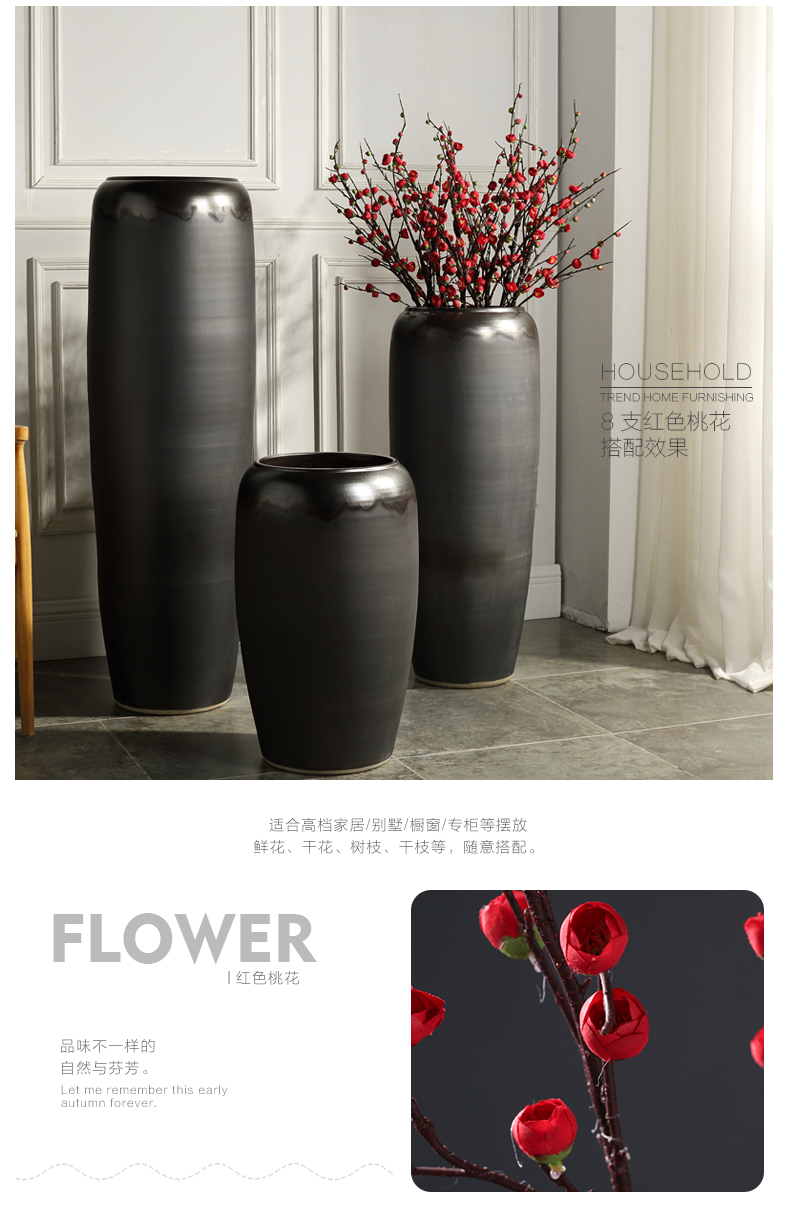 Jingdezhen ground dried flower vase restoring ancient ways is the sitting room porch villa hotel flowerpot thick some ceramic pot flower arranging furnishing articles