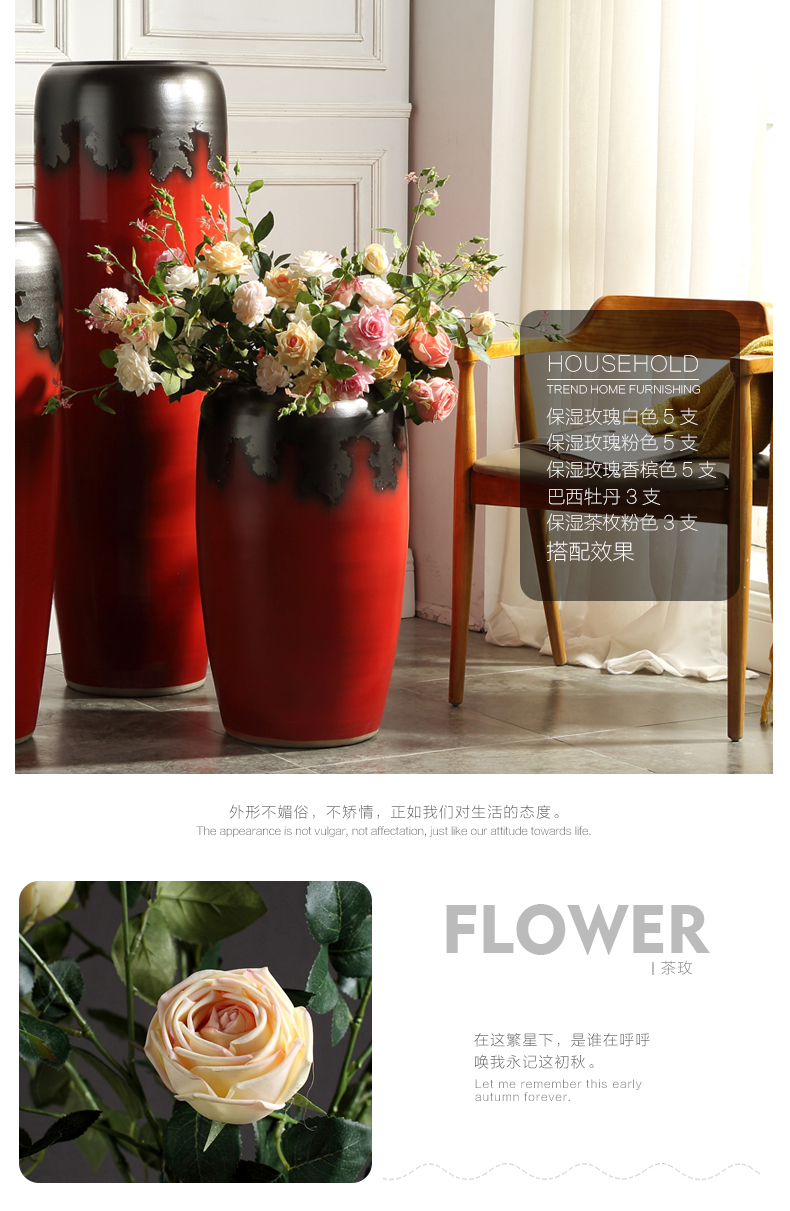 Jingdezhen ceramic hotel dry flower arranging large vases, I and contracted sitting room window furnishing articles pottery flowerpot landing