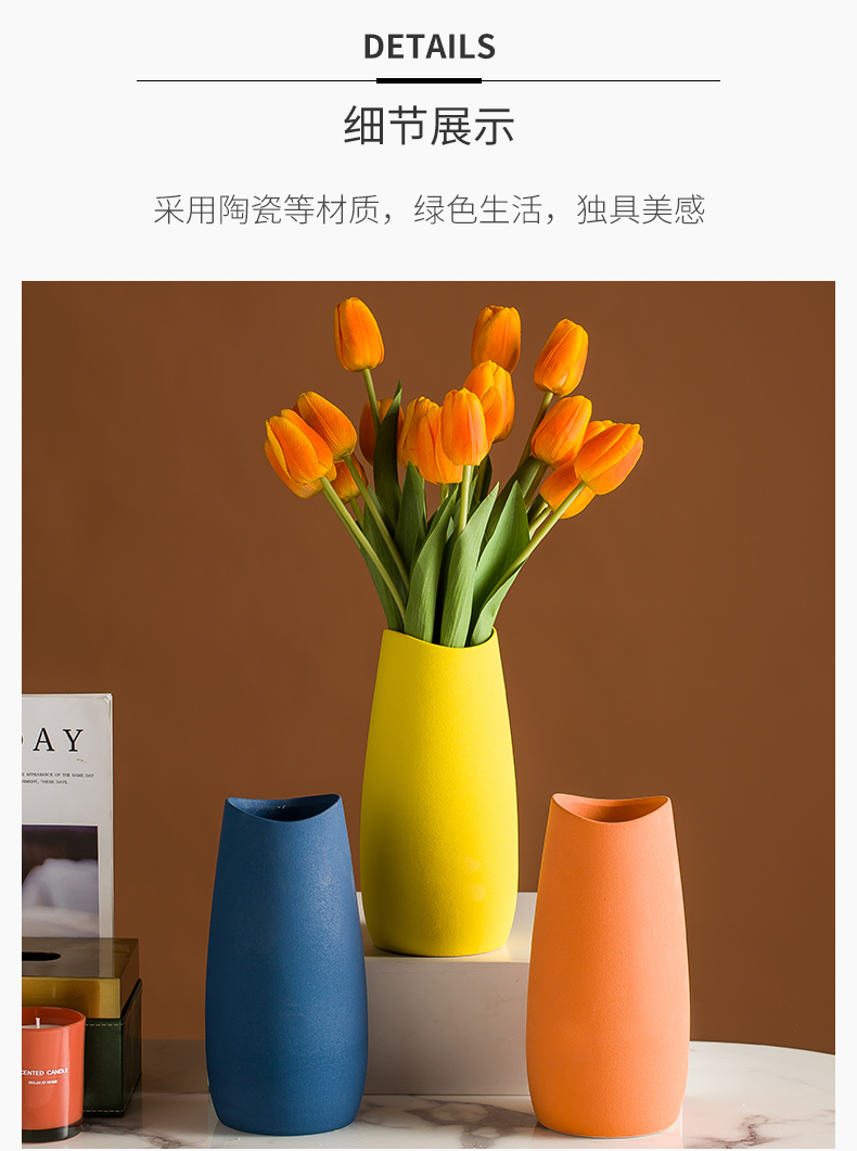 I and contracted Nordic creative living room TV cabinet ceramic vase flower arranging furnishing articles table light much dry flower decoration