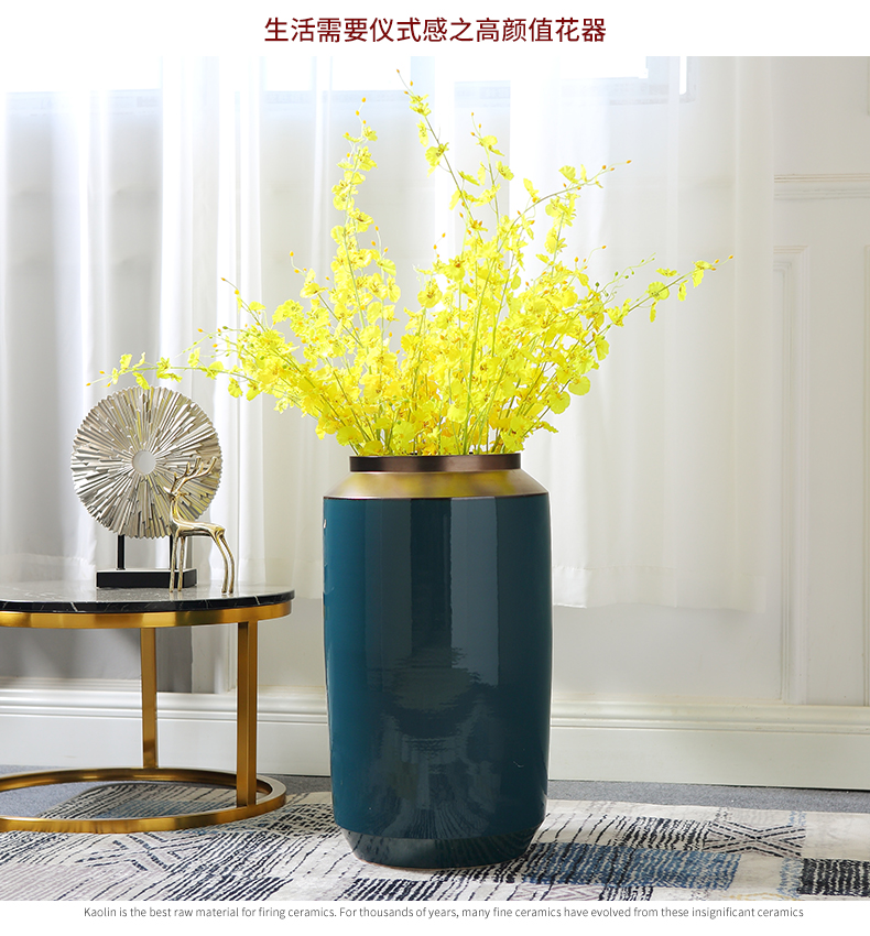 Jingdezhen ceramic vase landing a large sitting room simulation flowers flower arrangement suits for European - style key-2 luxury household act the role ofing is tasted furnishing articles