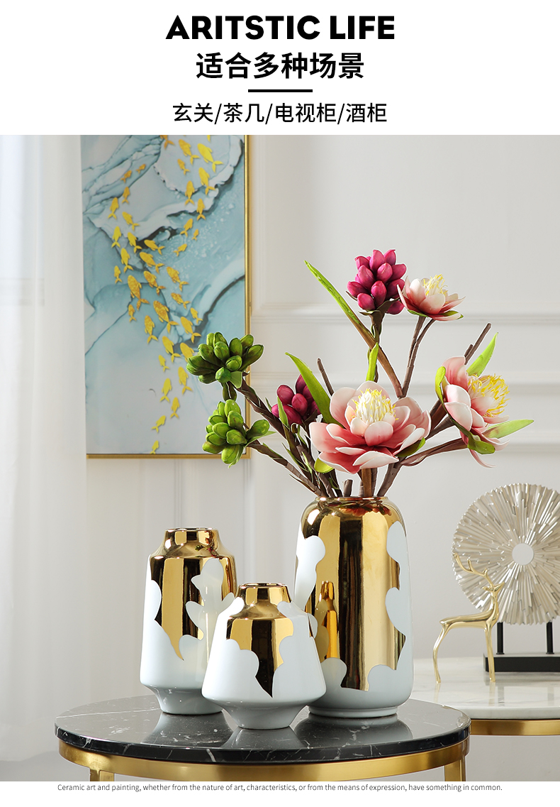 Light key-2 luxury furnishing articles American ceramic vase Nordic Light key-2 luxury living room TV cabinet dried flowers flower arrangement porcelain home decoration