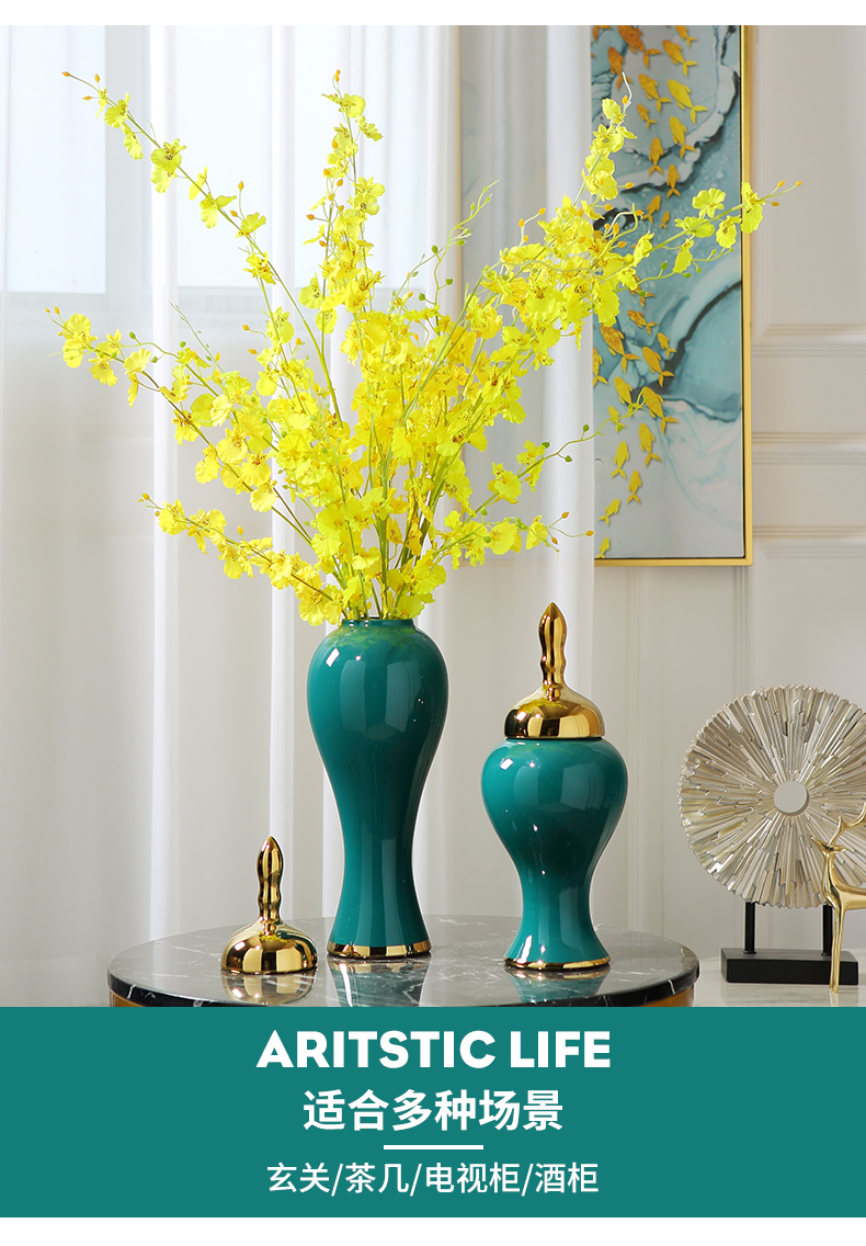 Light the key-2 luxury of modern ceramic vases, flower arranging dried flower implement new Chinese style furnishing articles, the sitting room porch between example home decoration