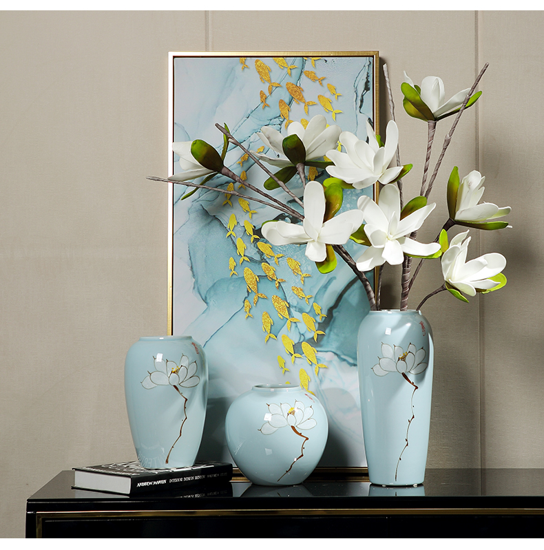 Jingdezhen ceramic vases, modern Chinese flower arranging furnishing articles dried flowers sitting room adornment porcelain TV ark, home decorations