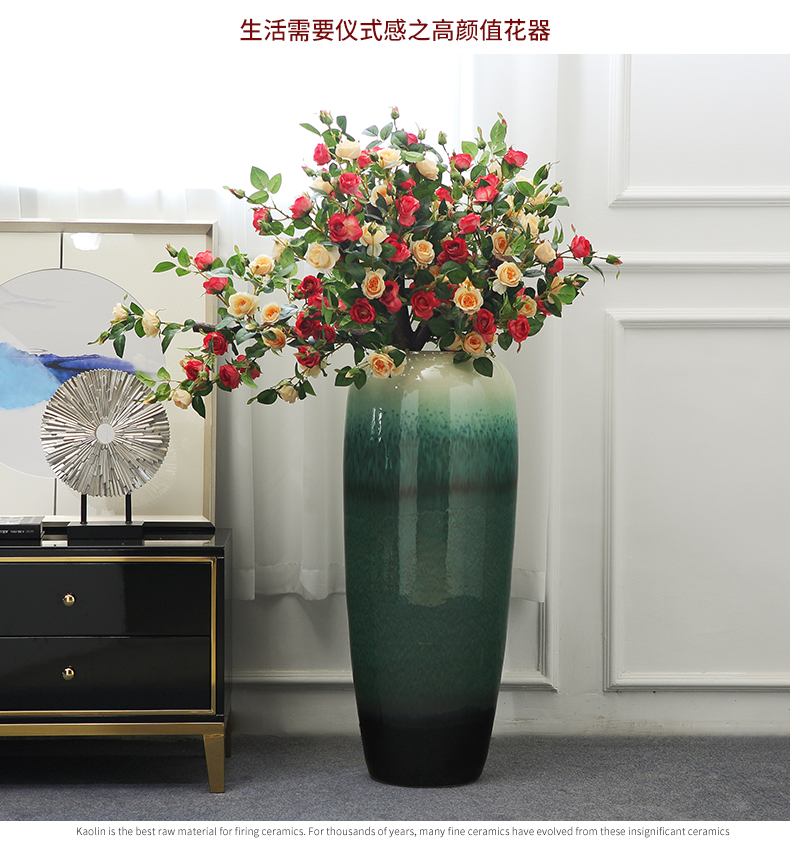 Jingdezhen vase furnishing articles flower arranging large sitting room ground ceramic flower implement European - style villa hotel soft decoration