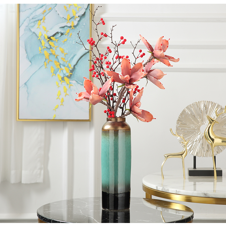 Jingdezhen modern light dry flower vase key-2 luxury furnishing articles, the sitting room porch TV cabinet table wine home decoration