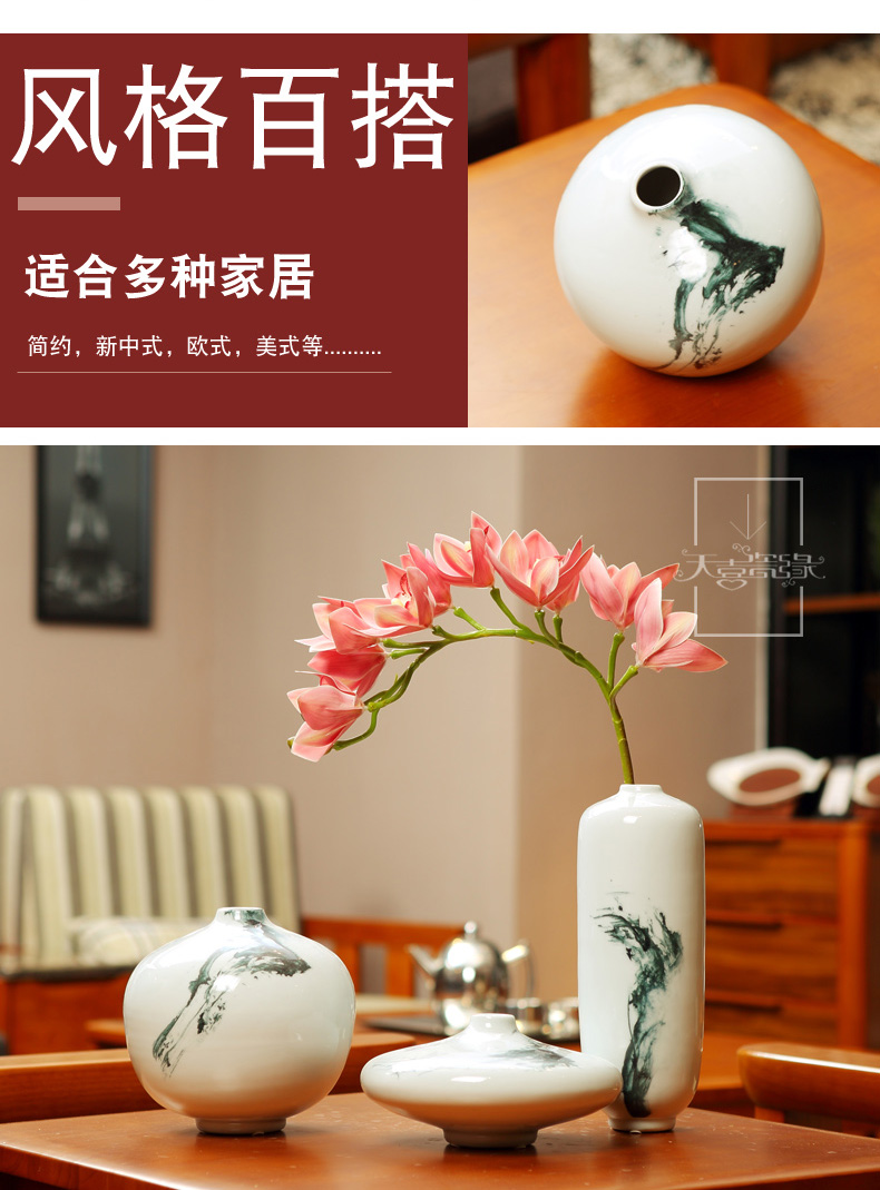 New Chinese style sitting room TV cabinet study zen ceramic vase flower arranging furnishing articles household act the role ofing is tasted version into gifts