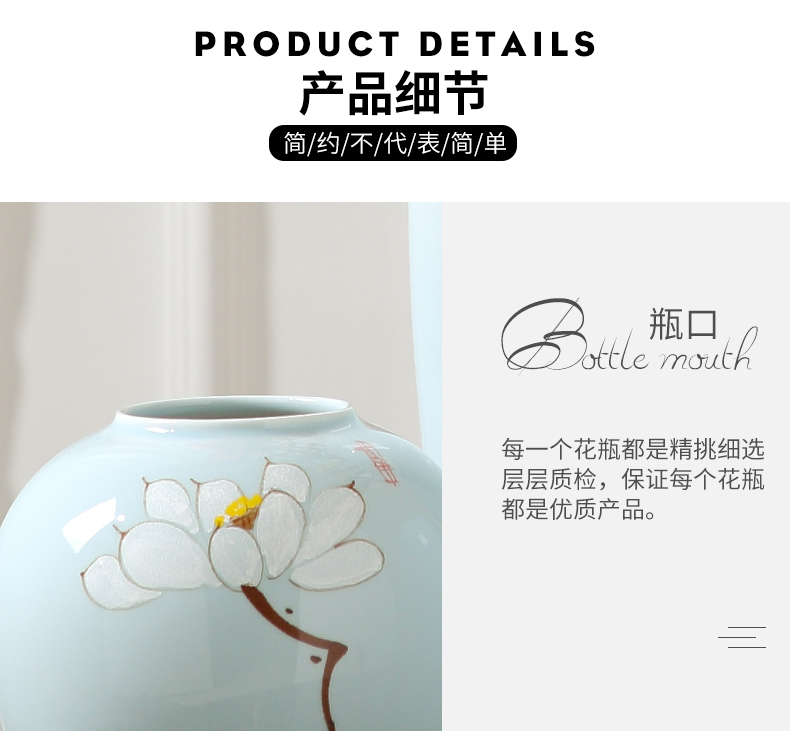 Jingdezhen ceramic vases, modern Chinese flower arranging furnishing articles dried flowers sitting room adornment porcelain TV ark, home decorations