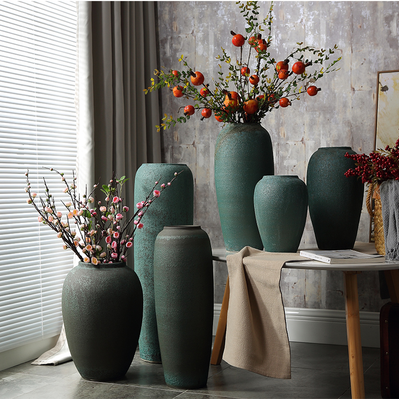 Clearance rule of jingdezhen ceramic landing big vase creative coarse pottery restoring ancient ways is the sitting room TV cabinet dry flower arranging furnishing articles