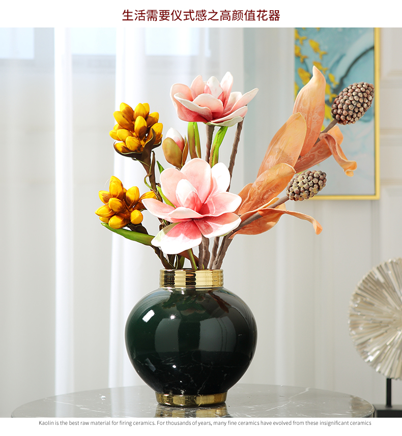 Modern light key-2 luxury ceramic vase simulation flower arranging TV ark, place of the sitting room porch desktop European - style decorative household items