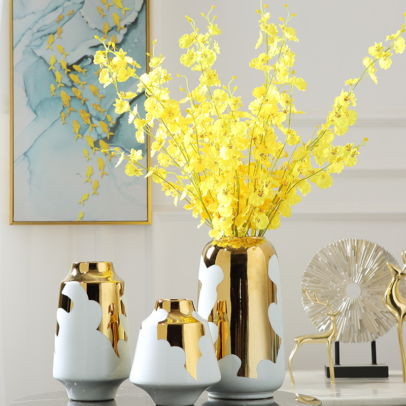 Light key-2 luxury furnishing articles American ceramic vase Nordic Light key-2 luxury living room TV cabinet dried flowers flower arrangement porcelain home decoration