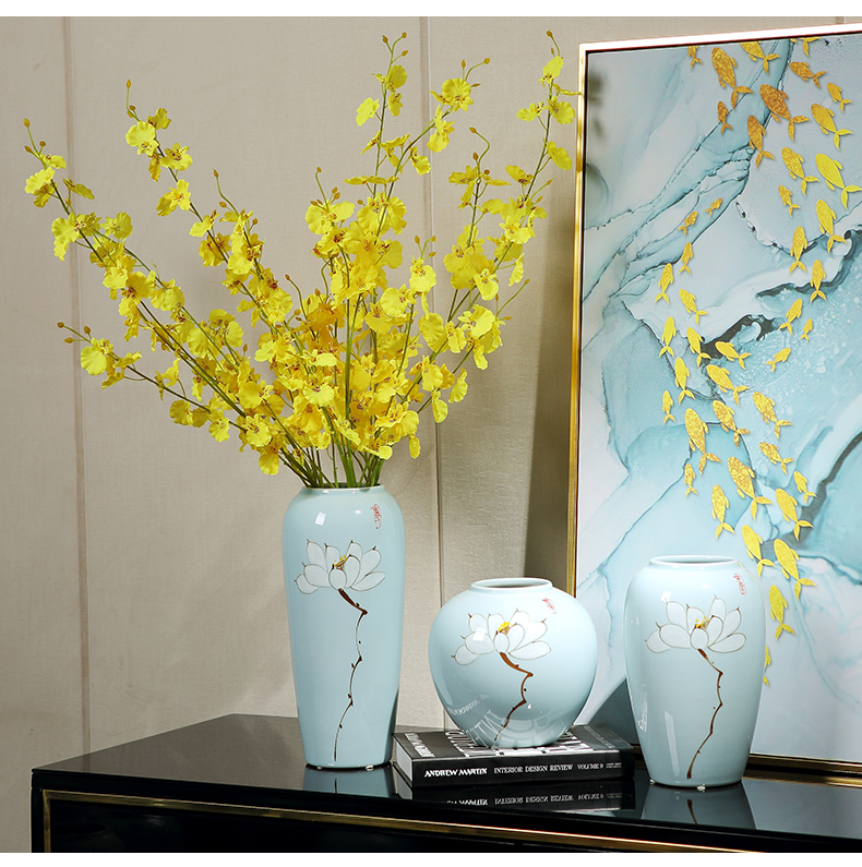 Jingdezhen ceramic vases, modern Chinese flower arranging furnishing articles dried flowers sitting room adornment porcelain TV ark, home decorations