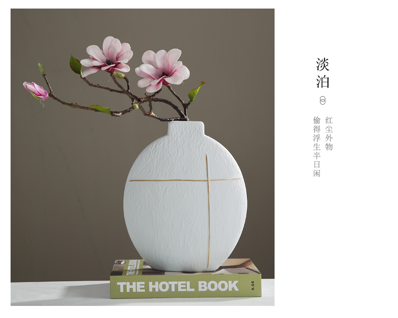 Jingdezhen new Chinese zen vase furnishing articles sitting room porch TV cabinet table flower arranging dried flower ceramic decoration