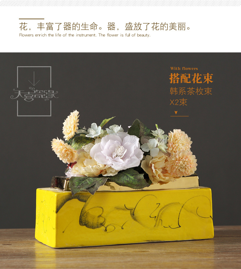 Modern Chinese zen ceramic vase of dry flower arranging furnishing articles contracted American living room TV cabinet table decorations