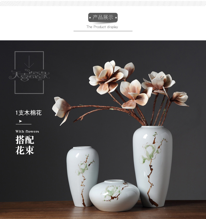 Modern new Chinese style ceramic vase furnishing articles sitting room TV cabinet table flower vase creative decorative dried flowers