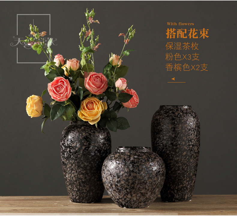 Retro manual water raise POTS Retro coarse pottery vases, flower implement light and decoration vase dried flower earthenware jar do old crock