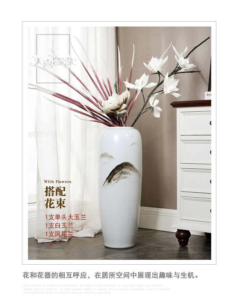 The sitting room of large ceramic vase modern American zen simulation flower arranging hotel furnishing articles TV ark, household decoration