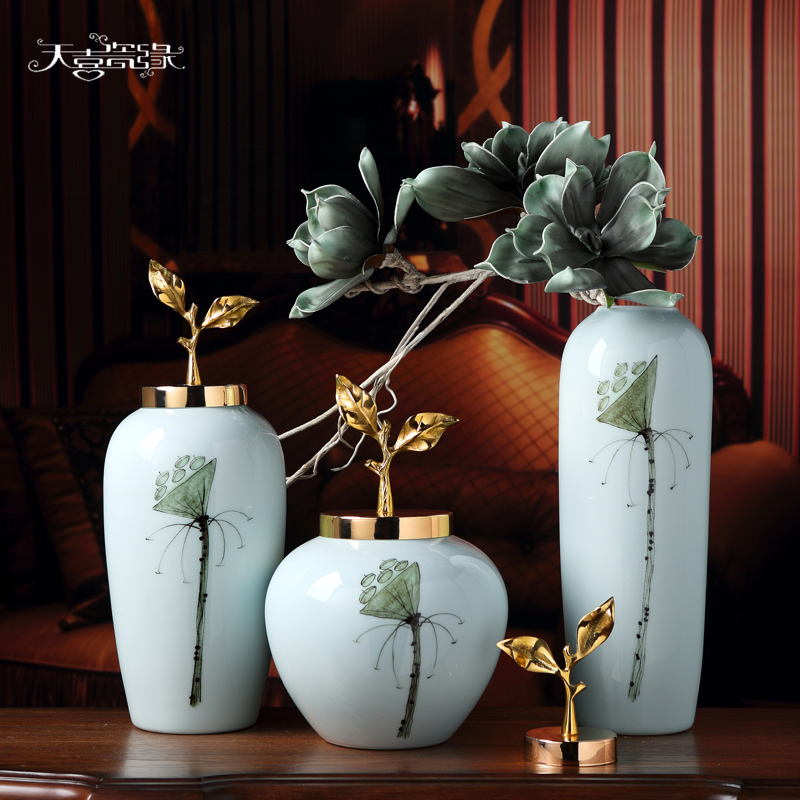 Modern new Chinese style ceramic vase furnishing articles sitting room hall table, TV ark, flower arrangement, household soft adornment