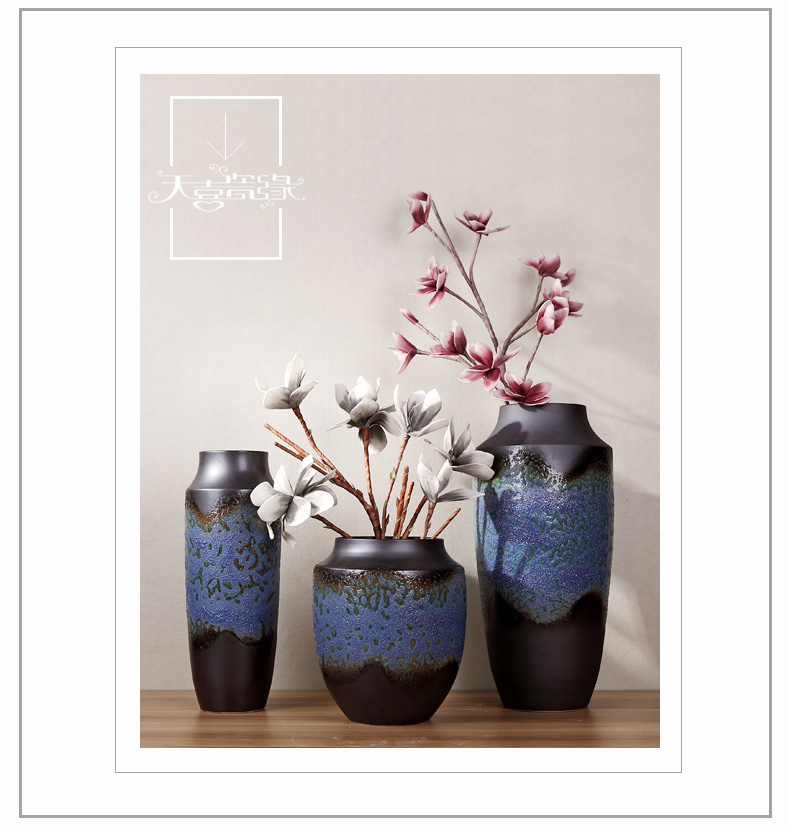 Jingdezhen ceramic vase planting of new Chinese style three - piece suit I sitting room ground adornment TV ark, furnishing articles