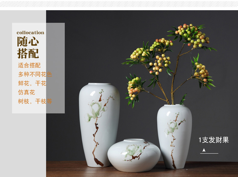 Modern new Chinese style ceramic vase furnishing articles sitting room TV cabinet table flower vase creative decorative dried flowers