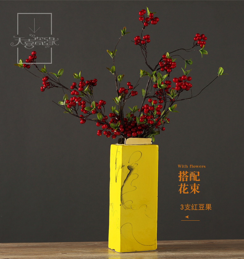 Modern Chinese zen ceramic vase of dry flower arranging furnishing articles contracted American living room TV cabinet table decorations