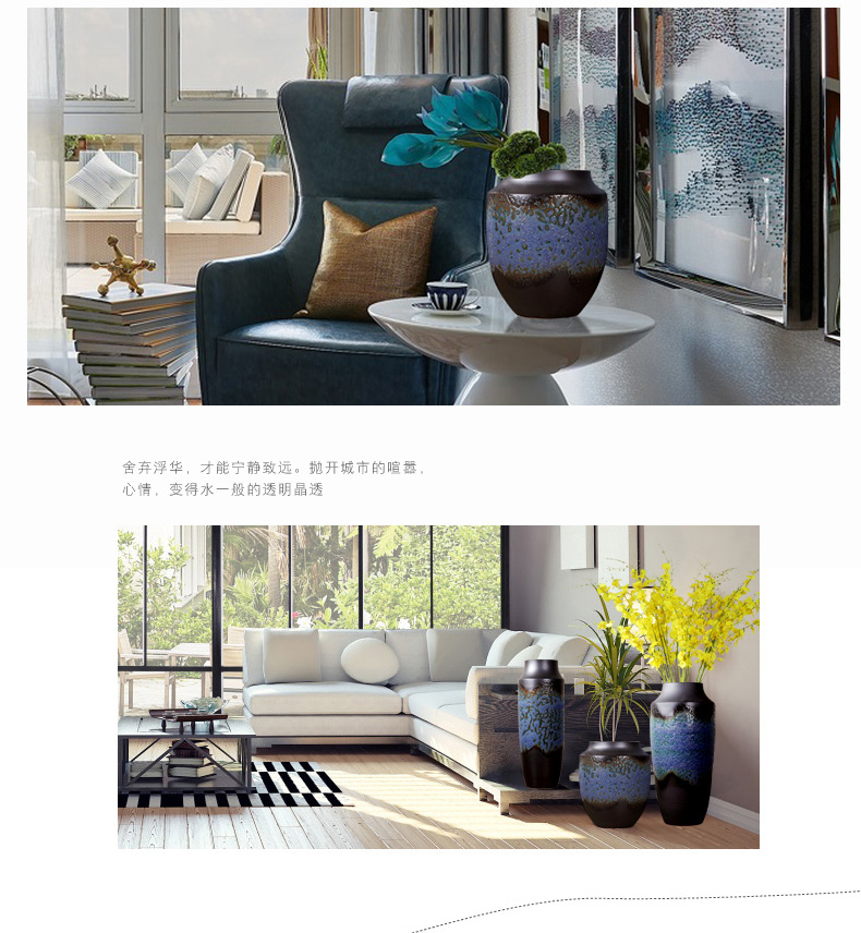 Jingdezhen ceramic vase planting of new Chinese style three - piece suit I sitting room ground adornment TV ark, furnishing articles