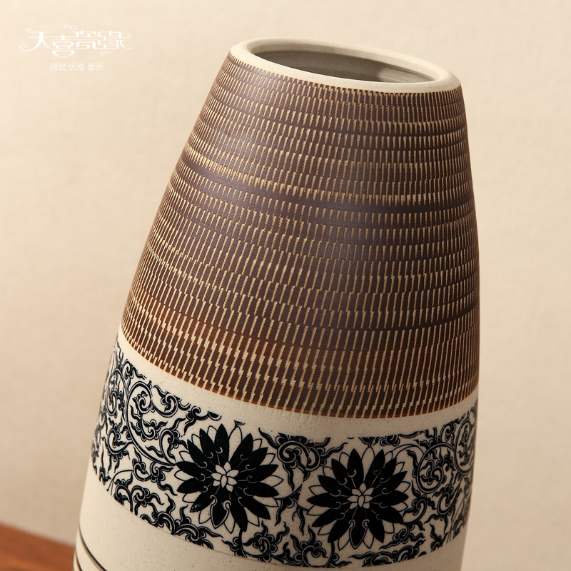 Jingdezhen ceramic lucky bamboo vase of large modern European new home sitting room TV ark, home decoration furnishing articles