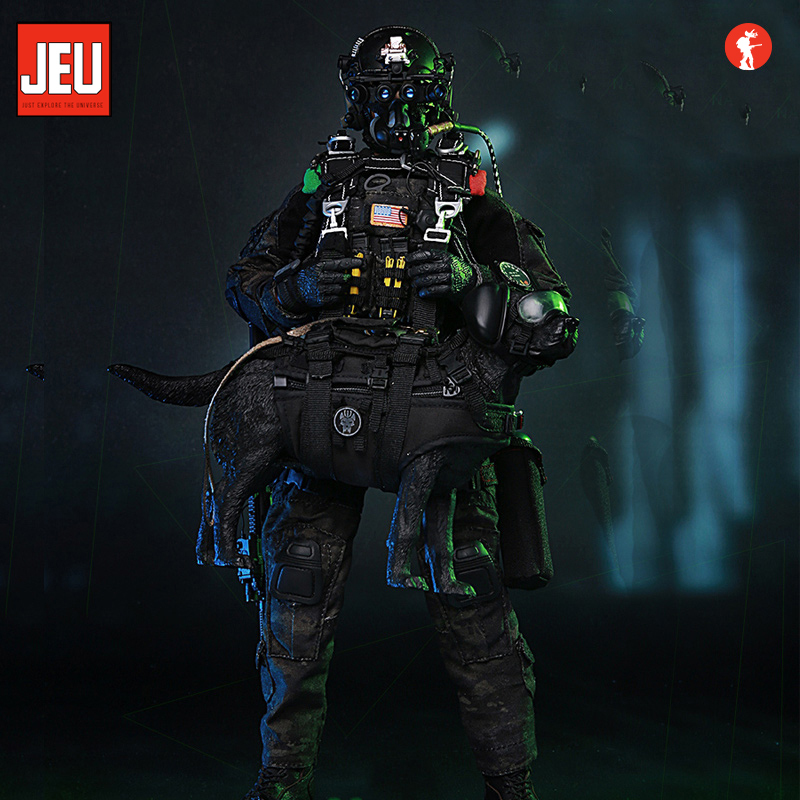 Jeu【In Stock】Minitimes Us Navy Seals Era 1/6 Action Figure M013 Night Jump with Dog