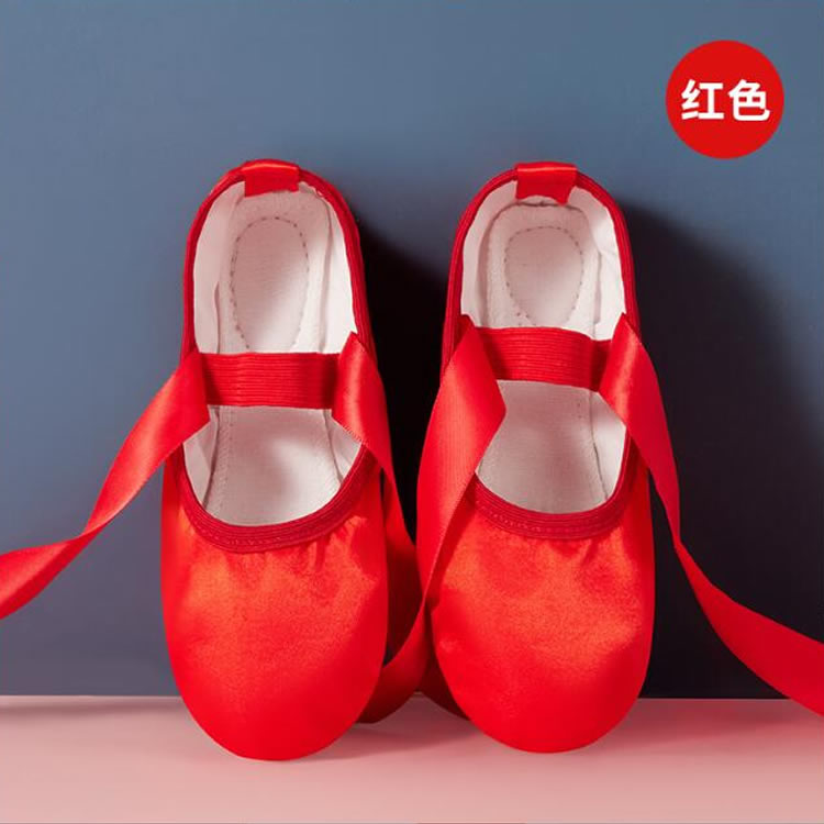 Ballet Shoes Children Beginners Soft-bottom Dance Shoes Yoga Shoes Feet Tip Strap Satin Finish Tips Shoes