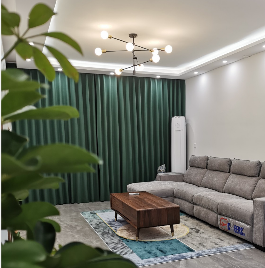 Van Ruibao solid color blackout curtains Set environmental protection No smell hanging good insulation sunscreen living room Bedroom Dining room