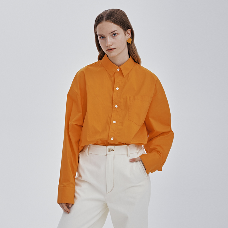 Cuisuyun Independent Designer Citrus Pure Cotton Loose Silhouette Casual Long-Sleeved Shirt Jacket
