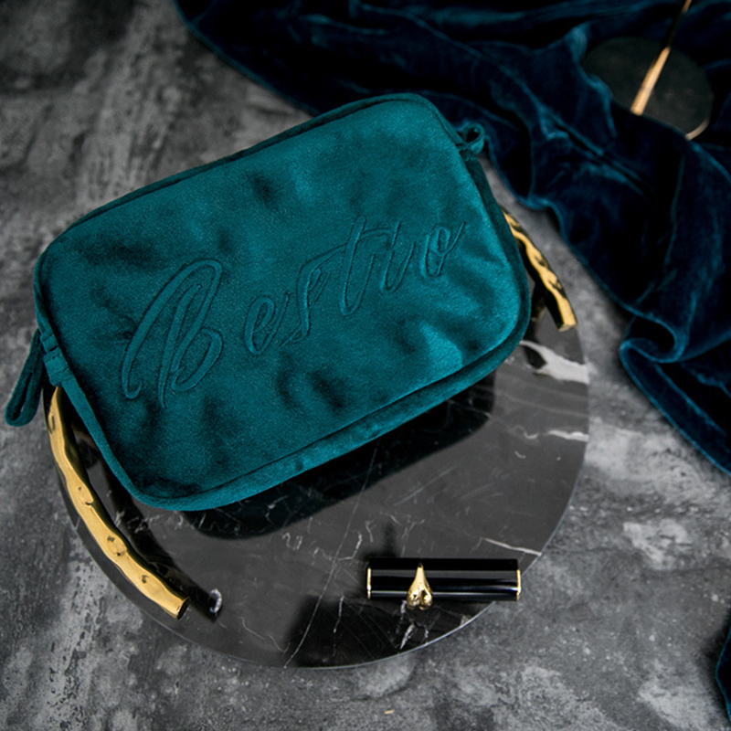 Light luxury velvet cosmetic bag small female portable Korean ins wind super fire large capacity portable cosmetics storage bag