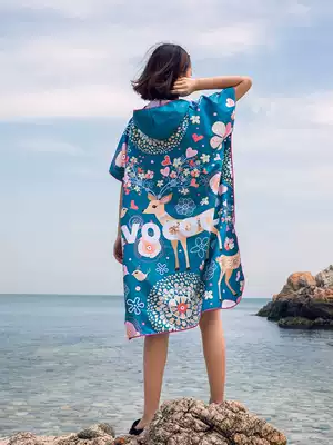Swimming quick-drying bath towel women beach towel swimming equipment children can wear quick-drying towel adult hooded cloak bathrobe