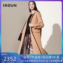 INSUN Enshang shopping mall same commuter warm wool drop profile long double-sided woolen coat coat