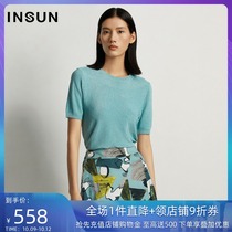 INSUN Enshang shopping mall with round neck short sleeve slim slim thin sweater womens 2019 new womens summer clothes