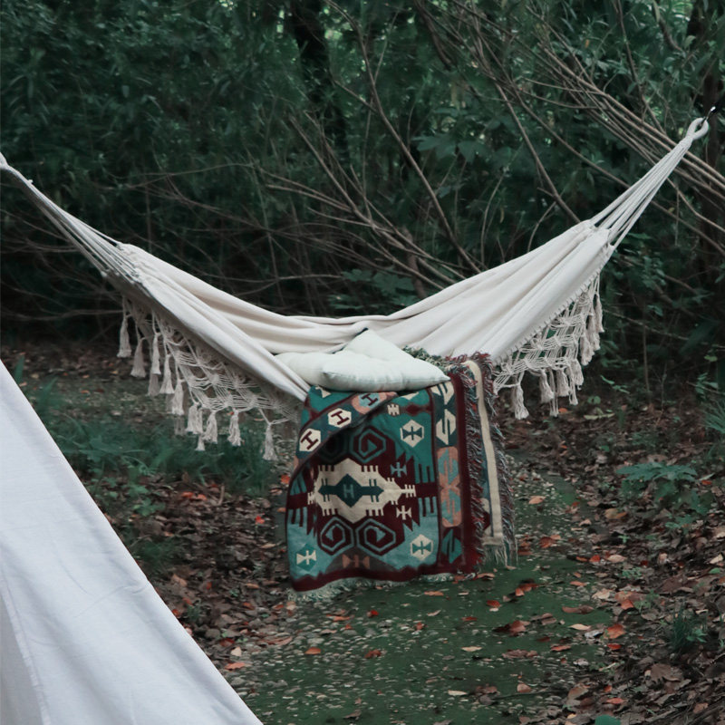 Hammock Outdoor Swing Anti-rollover Indoor Bold Thick Solid Color Canvas Single Double Camping Leisure Hanging Chair