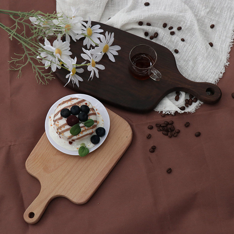 Solid Wood Chopping Block Outdoor Picnic Bread Plate Shooting Props Black Walnut Beech Wood Pizza Pan Cut Vegetable Plate Fruit tray