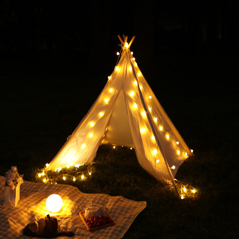 Net red LED warm white light Waterfall light string starry USB waterproof round light Atmosphere light decoration tent