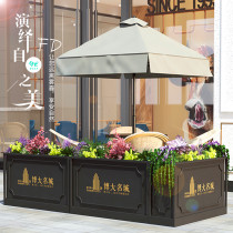 Wrought iron outdoor flower stand ground creative planting flower trough Coffee restaurant partition fence Shopping mall outside the flower box customization